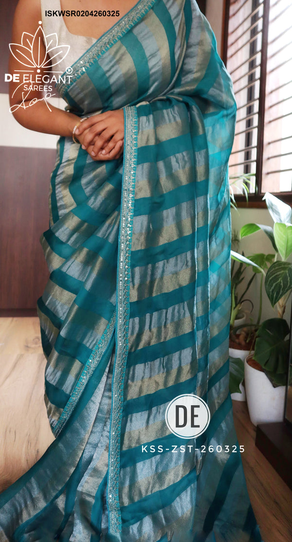 Sequined Kora Silk Saree With Blouse-ISKWSR0204260325