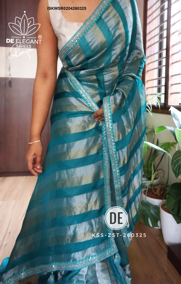 Sequined Kora Silk Saree With Blouse-ISKWSR0204260325