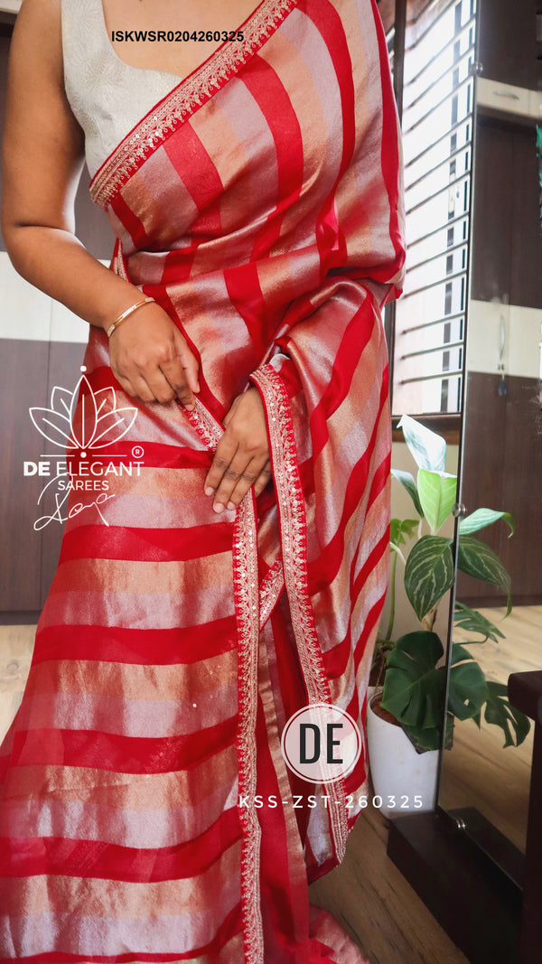Sequined Kora Silk Saree With Blouse-ISKWSR0204260325