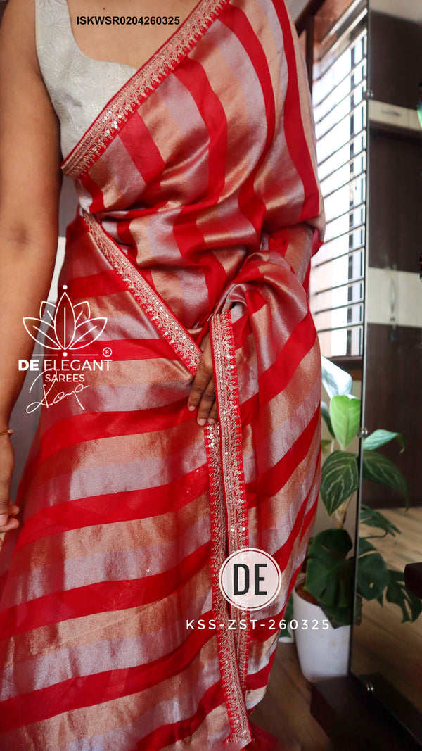 Sequined Kora Silk Saree With Blouse-ISKWSR0204260325