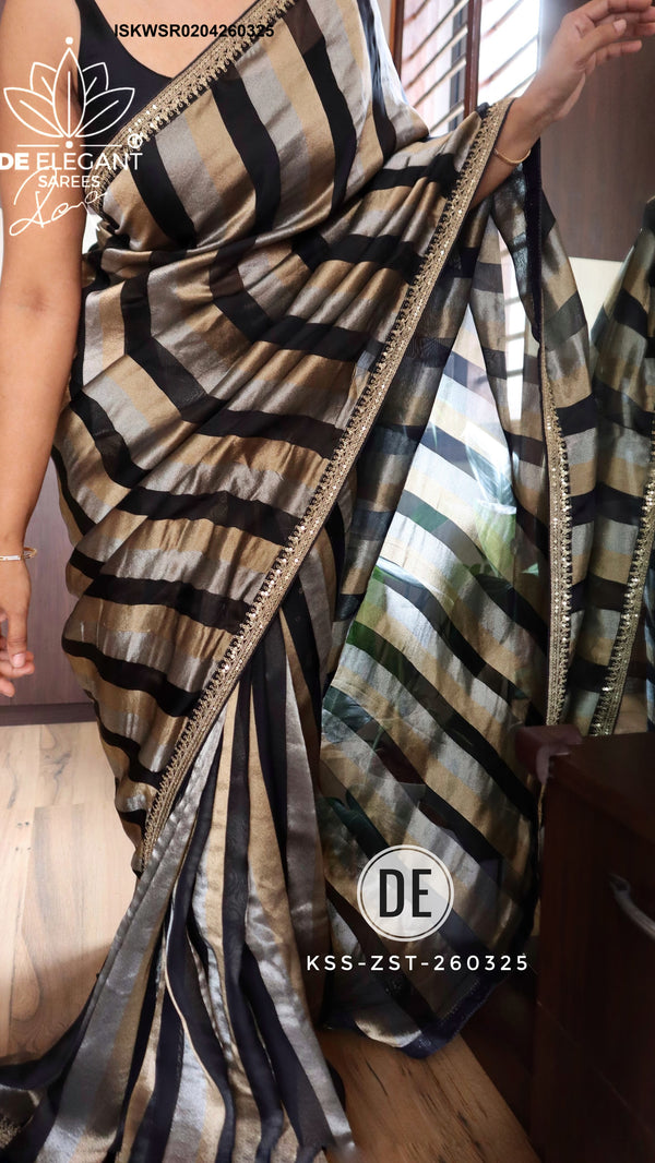 Sequined Kora Silk Saree With Blouse-ISKWSR0204260325