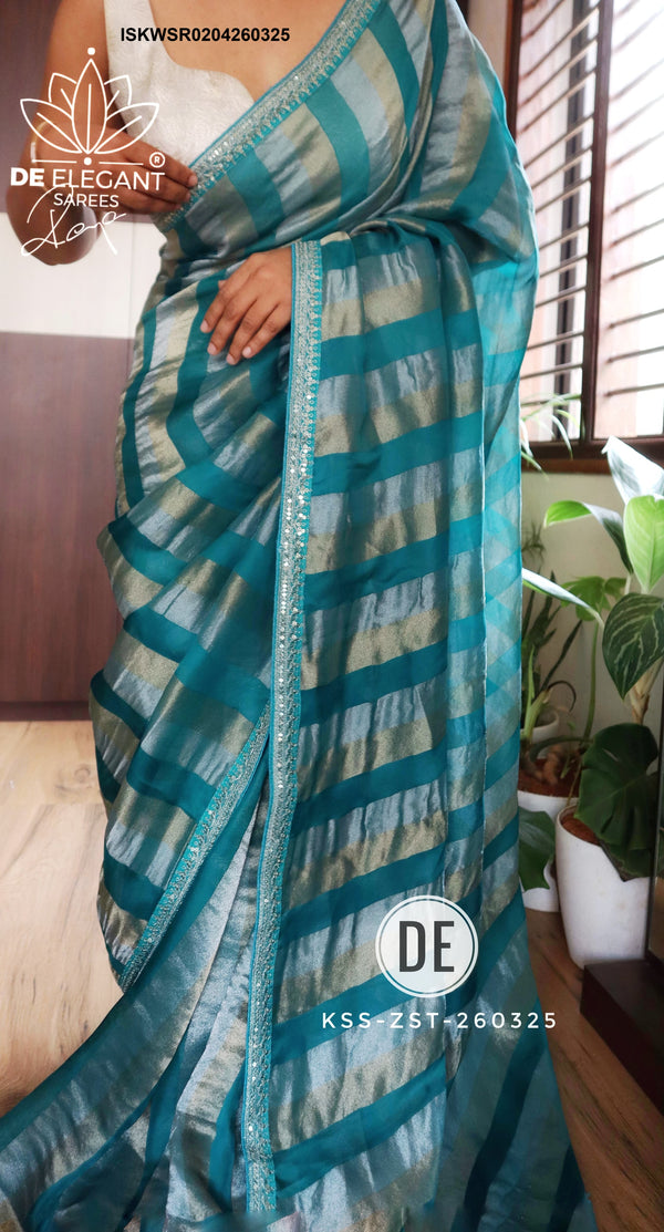 Sequined Kora Silk Saree With Blouse-ISKWSR0204260325