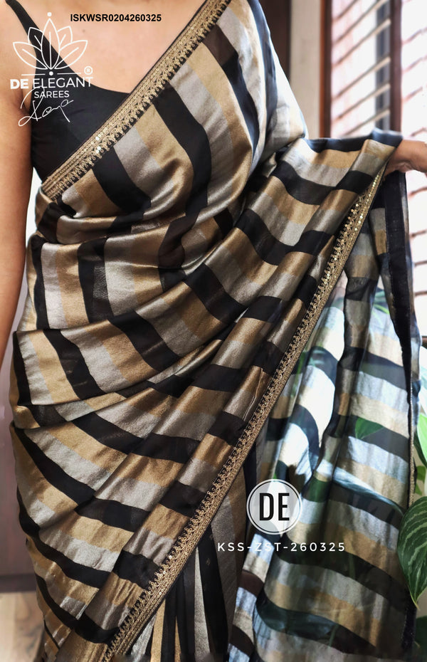 Sequined Kora Silk Saree With Blouse-ISKWSR0204260325