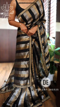 Sequined Kora Silk Saree With Blouse-ISKWSR0204260325