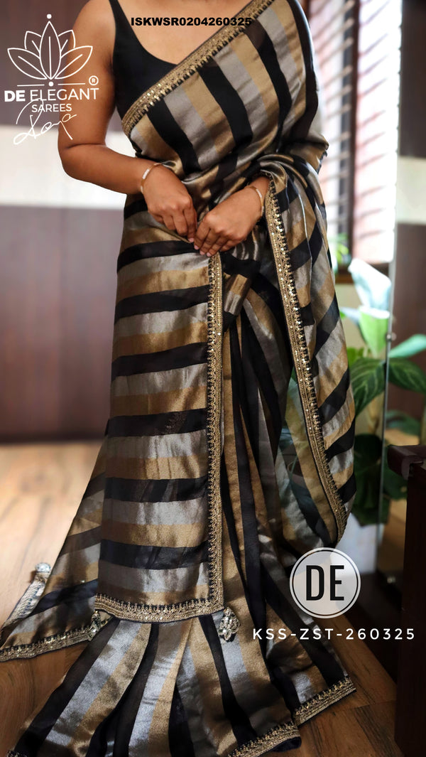 Sequined Kora Silk Saree With Blouse-ISKWSR0204260325