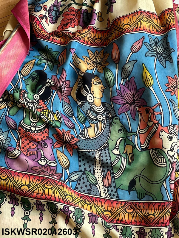 Kalamkari Hand Printed Cotton Saree With Blouse-ISKWSR02042603