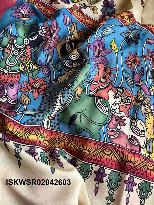 Kalamkari Hand Printed Cotton Saree With Blouse-ISKWSR02042603