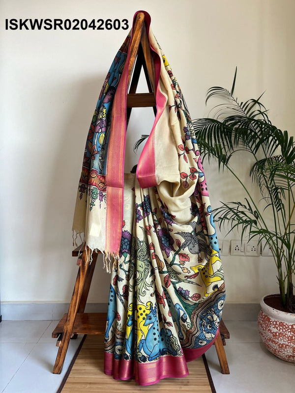 Kalamkari Hand Printed Cotton Saree With Blouse-ISKWSR02042603