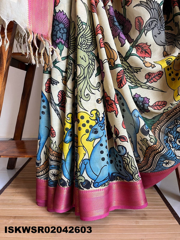 Kalamkari Hand Printed Cotton Saree With Blouse-ISKWSR02042603