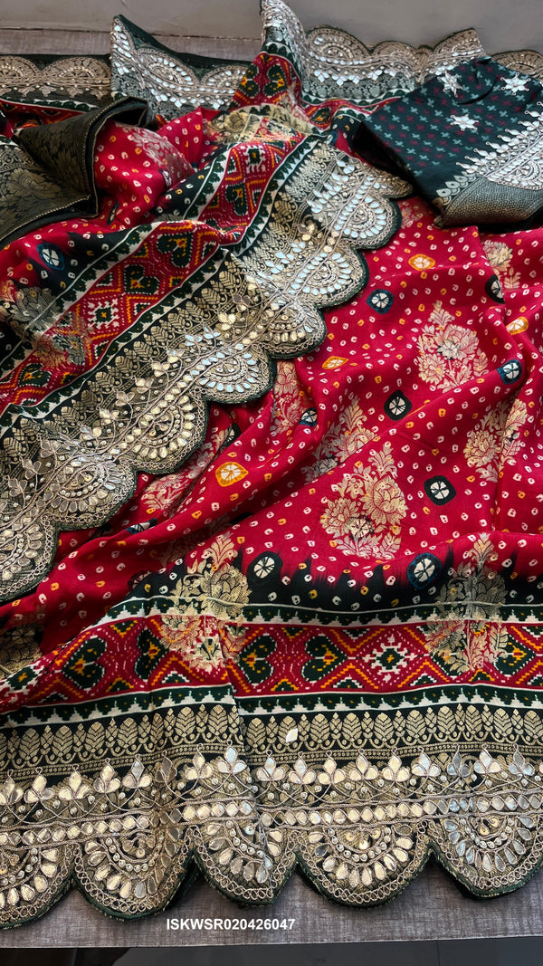 Patola Printed Munga Silk Saree With Blouse-ISKWSR020426047