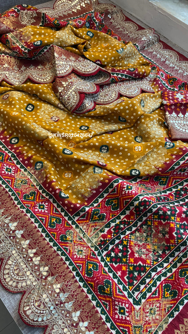 Patola Printed Munga Silk Saree With Blouse-ISKWSR020426047