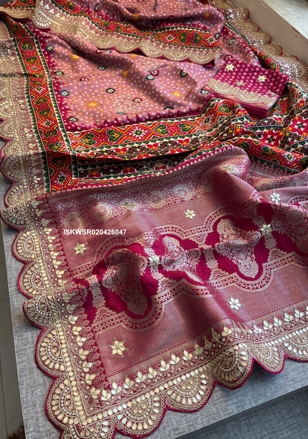 Patola Printed Munga Silk Saree With Blouse-ISKWSR020426047