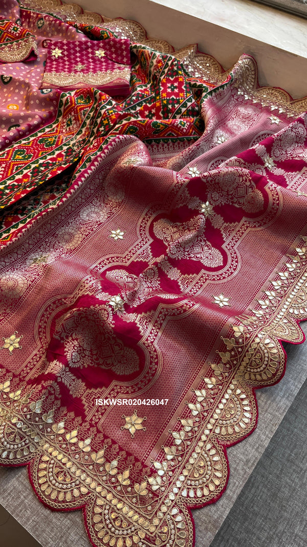 Patola Printed Munga Silk Saree With Blouse-ISKWSR020426047