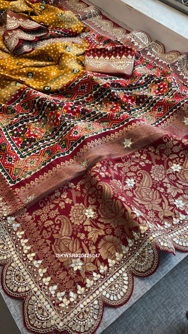 Patola Printed Munga Silk Saree With Blouse-ISKWSR020426047