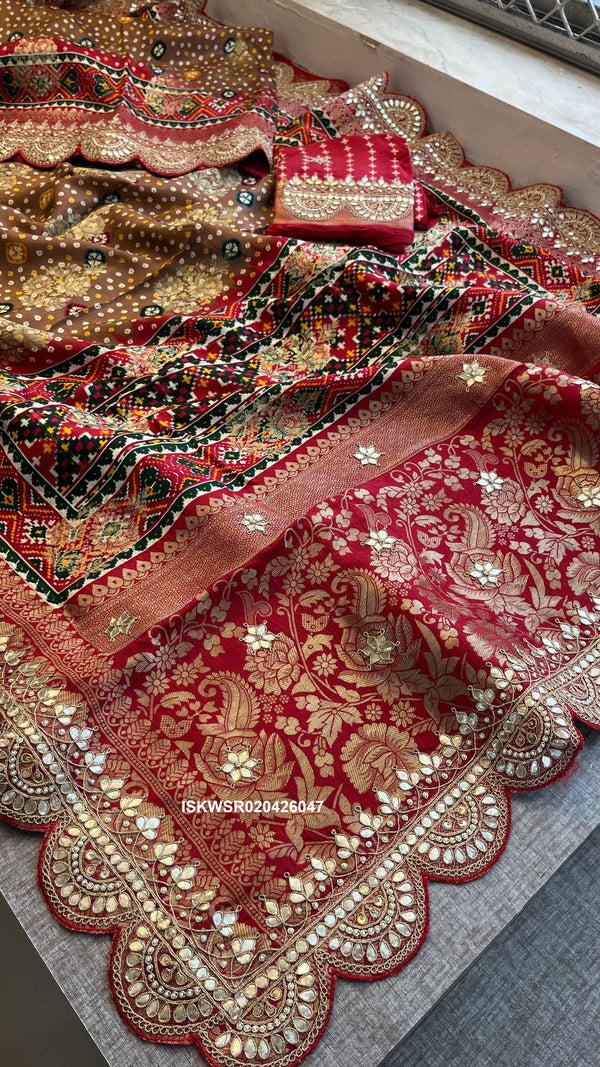 Patola Printed Munga Silk Saree With Blouse-ISKWSR020426047