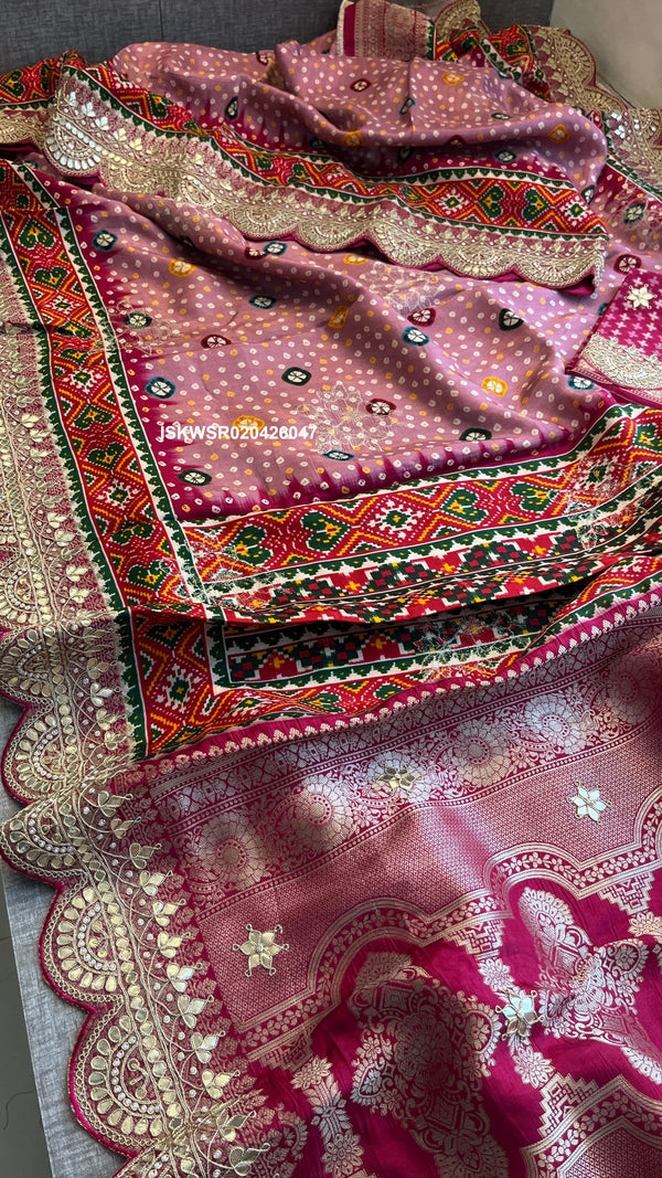 Patola Printed Munga Silk Saree With Blouse-ISKWSR020426047