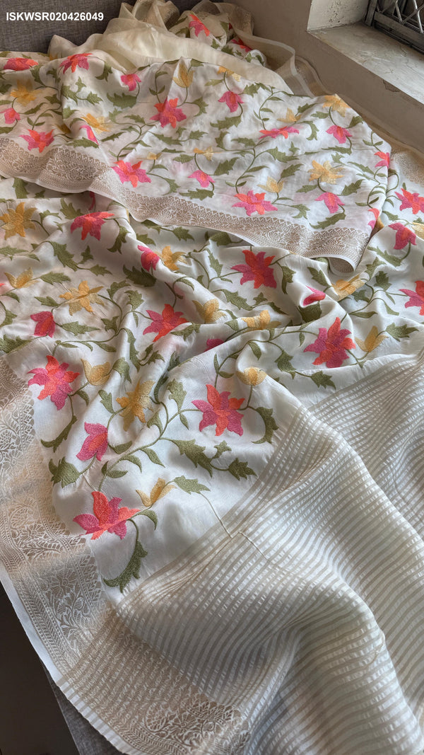Embroidered Munga Silk Saree With Blouse-ISKWSR020426049