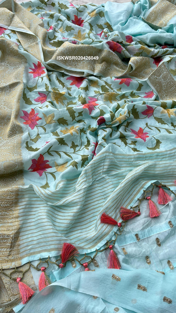 Embroidered Munga Silk Saree With Blouse-ISKWSR020426049