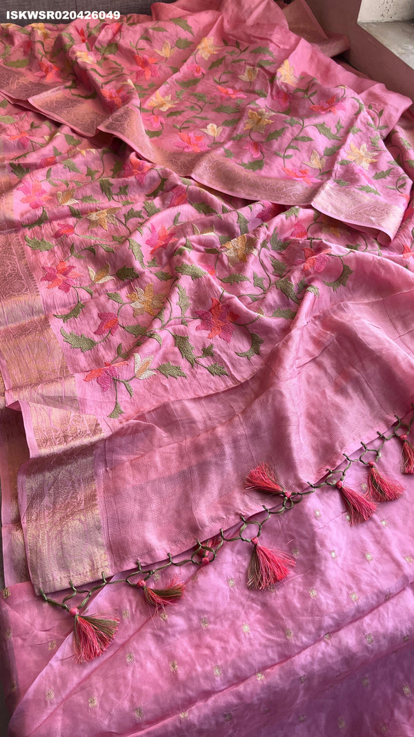 Embroidered Munga Silk Saree With Blouse-ISKWSR020426049