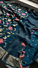 Embroidered Munga Silk Saree With Blouse-ISKWSR020426049