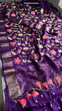 Embroidered Munga Silk Saree With Blouse-ISKWSR020426049