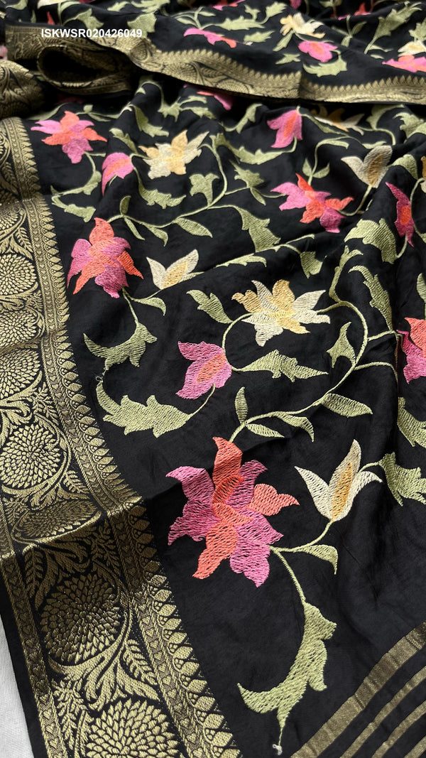 Embroidered Munga Silk Saree With Blouse-ISKWSR020426049