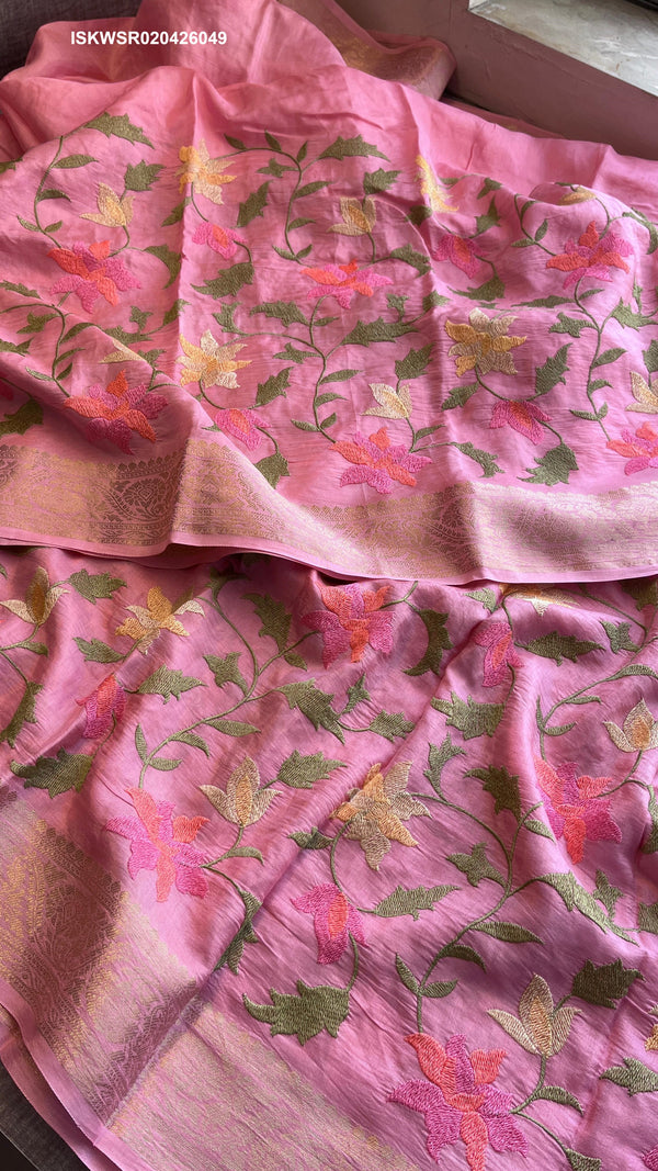 Embroidered Munga Silk Saree With Blouse-ISKWSR020426049
