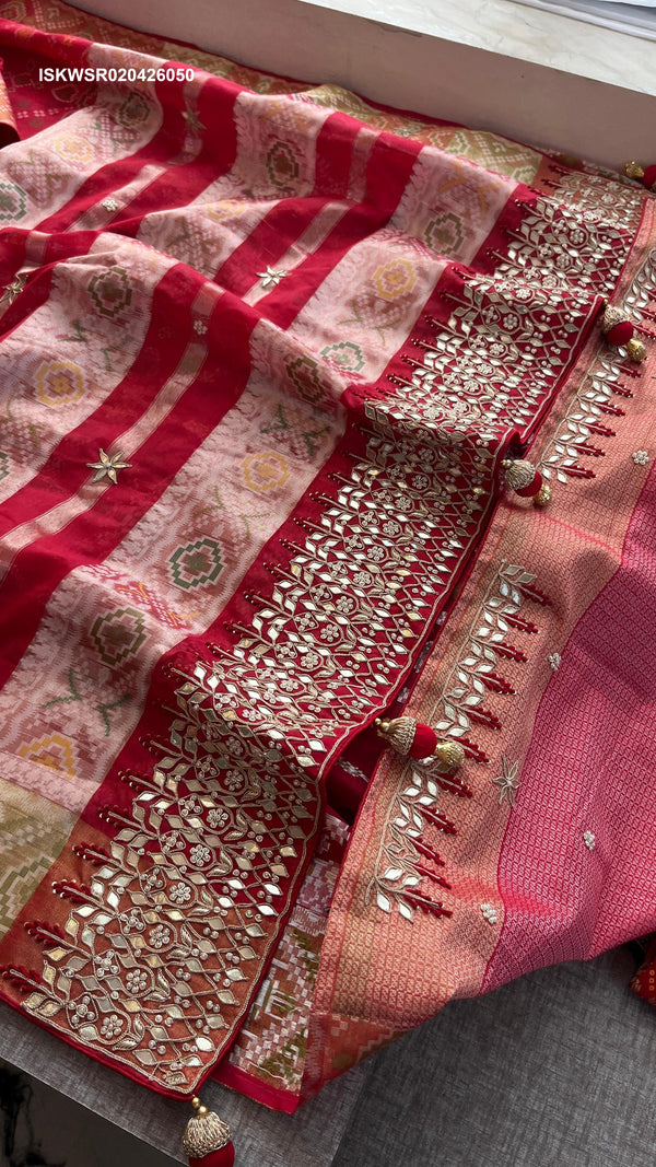 Patola Printed Kora Silk Saree With Blouse-ISKWSR020426050