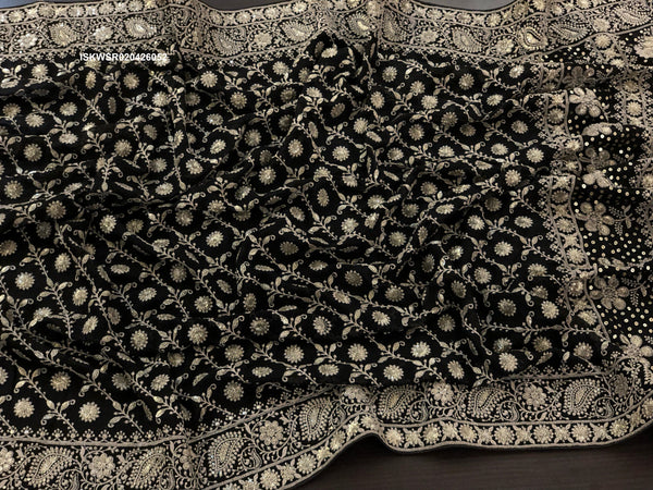Lucknawi Chikankari Georgette Saree With Blouse-ISKWSR020426052