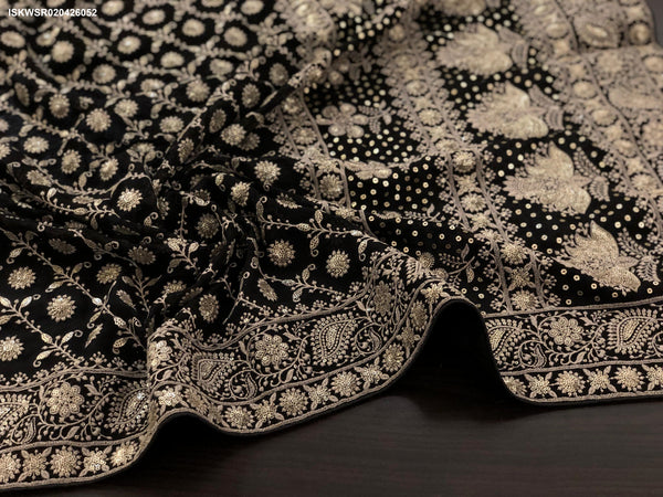 Lucknawi Chikankari Georgette Saree With Blouse-ISKWSR020426052
