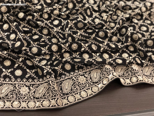 Lucknawi Chikankari Georgette Saree With Blouse-ISKWSR020426052