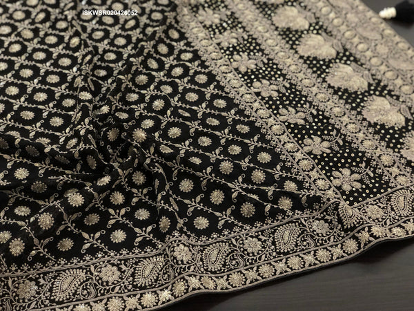 Lucknawi Chikankari Georgette Saree With Blouse-ISKWSR020426052