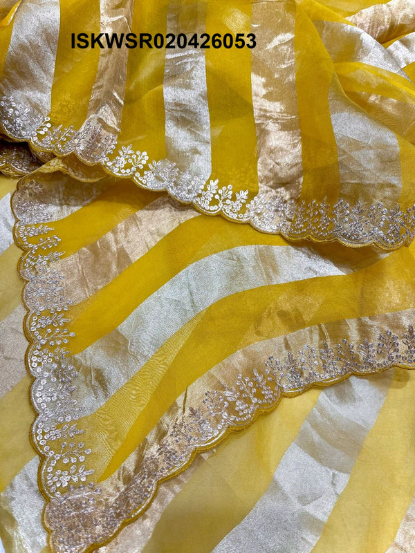 Sequined Tissue Organza Saree With Blouse-ISKWSR020426053