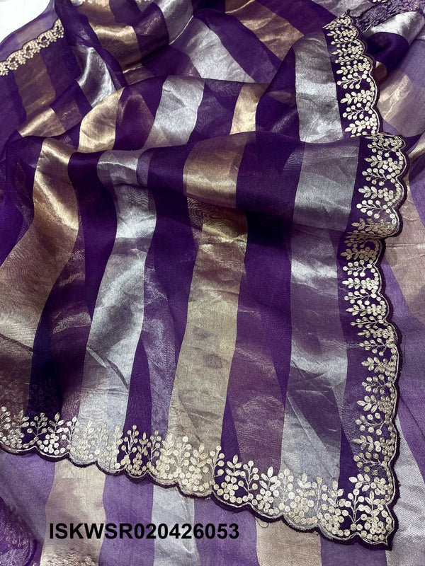 Sequined Tissue Organza Saree With Blouse-ISKWSR020426053