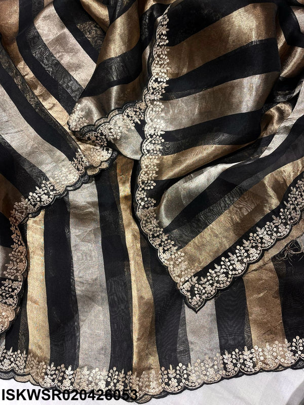Sequined Tissue Organza Saree With Blouse-ISKWSR020426053