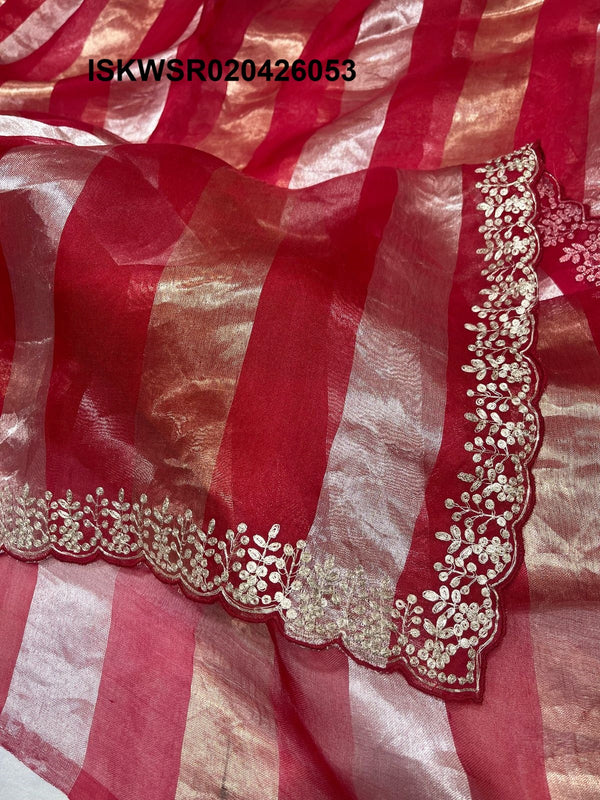 Sequined Tissue Organza Saree With Blouse-ISKWSR020426053