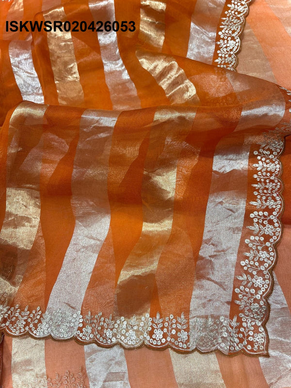 Sequined Tissue Organza Saree With Blouse-ISKWSR020426053