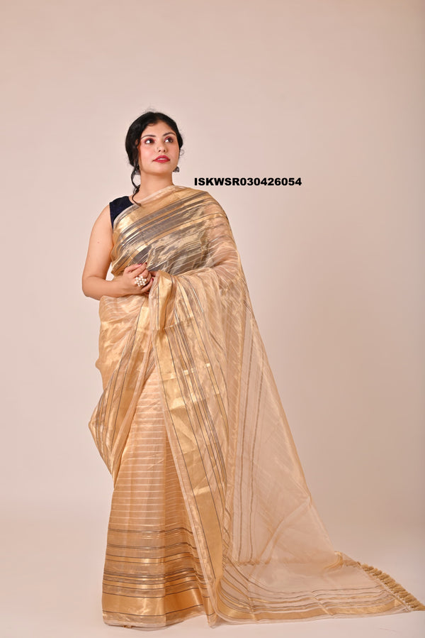 Zari Weaved Tissue Silk Saree With Blouse-ISKWSR030426054