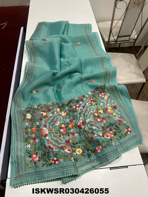 Chikankari Linen Saree With Blouse-ISKWSR030426055