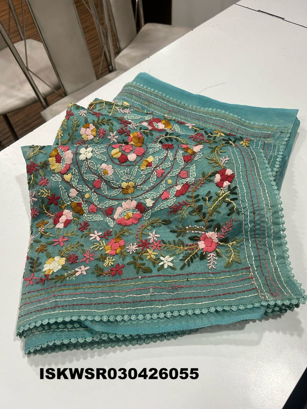 Chikankari Linen Saree With Blouse-ISKWSR030426055