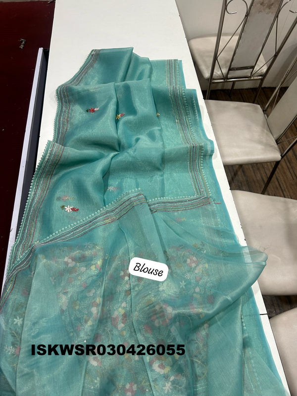 Chikankari Linen Saree With Blouse-ISKWSR030426055