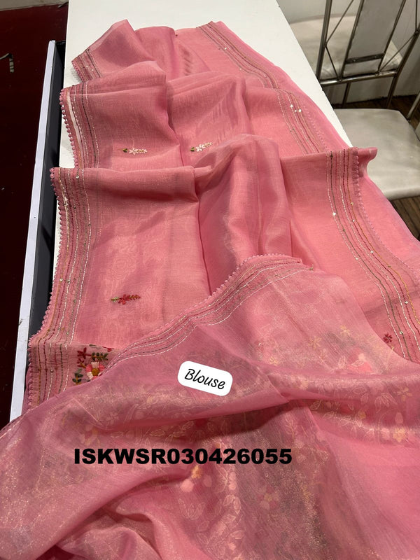 Chikankari Linen Saree With Blouse-ISKWSR030426055
