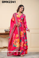 Digital Floral Printed Crepe Anarkali Kurti With Sharara And Dupatta-ISKWSH0104OMK2341