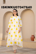 Floral Printed Cotton Kurti With Pant-ISKWKU07047640
