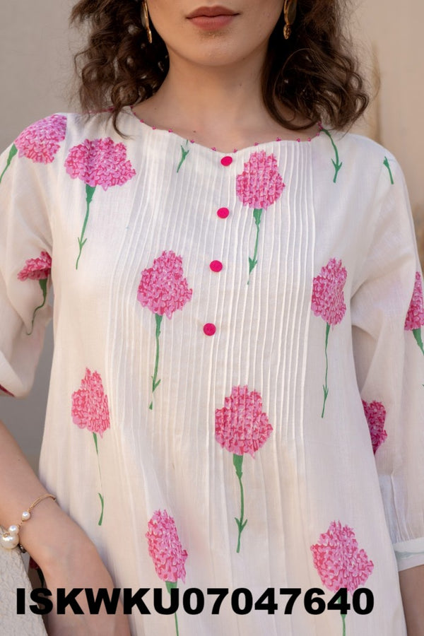 Floral Printed Cotton Kurti With Pant-ISKWKU07047640