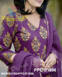 Ajrakh Printed Cotton Anarkali Kurti With Striped Pant And Kota Doriya Dupatta-ISKWSU1004PPC/D1896