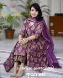 Ajrakh Printed Cotton Anarkali Kurti With Striped Pant And Kota Doriya Dupatta-ISKWSU1004PPC/D1896