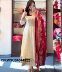 Sequined Banarasi Silk Anarkali Kurti With Pant And Banarasi Silk Dupatta-ISKWSU04044322
