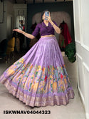 Kalamkari Printed Dola Silk Lehenga With Blouse-ISKWNAV04044323