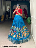 Kalamkari Printed Dola Silk Lehenga With Blouse-ISKWNAV04044323